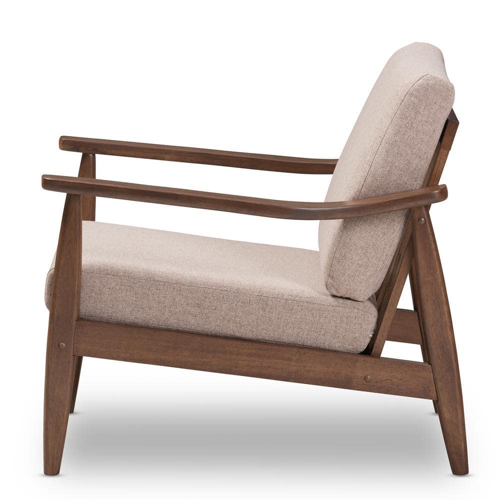 Venza Light Brown Faux Leather Walnut Lounge Chair