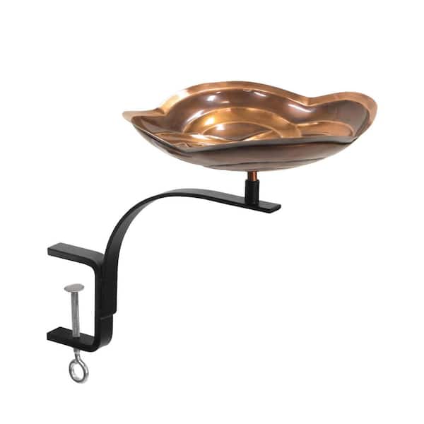 Celtic Dara Knot Birdbath w/ Rail Mount Bracket, 18 in. Long, Antique Copper Finish