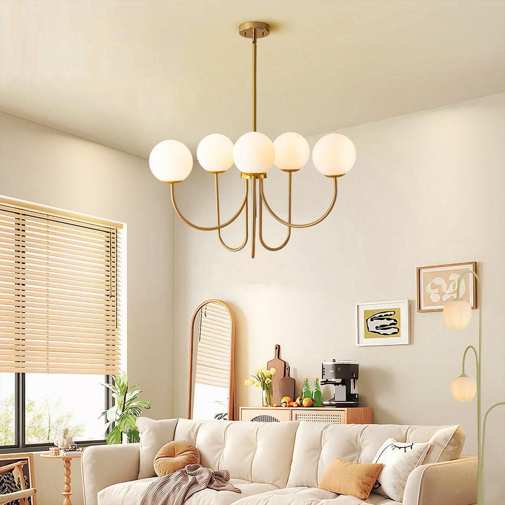 Modern Gold 6-Light Ball Glass good Chandelier