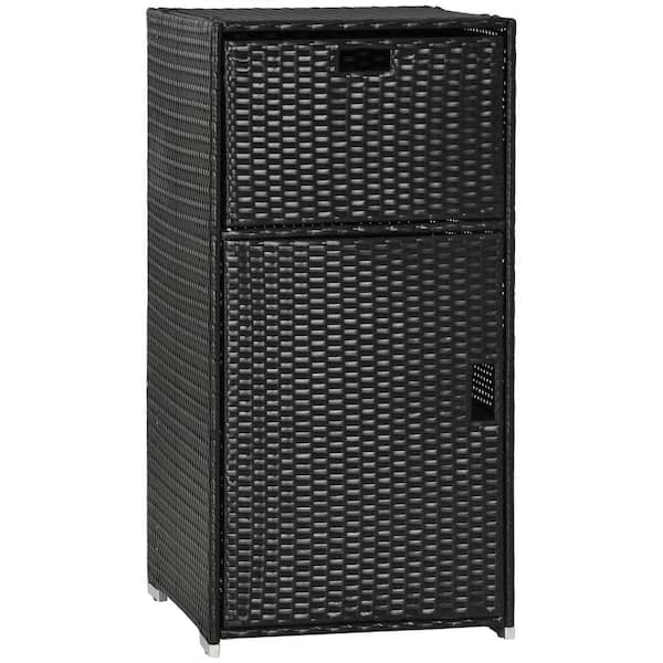 Outdoor 23.5 in. W x 23.5 in. D x 47.25 in. H Brown Rattan Linen Cabinet in Dark Brown