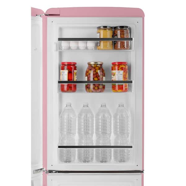 iio RR2 12 Cu. ft. Retro Refrigerator Full Size Fridge Bottom Freezer Frost Free MultiFlow 360° Finish: Rose Pink