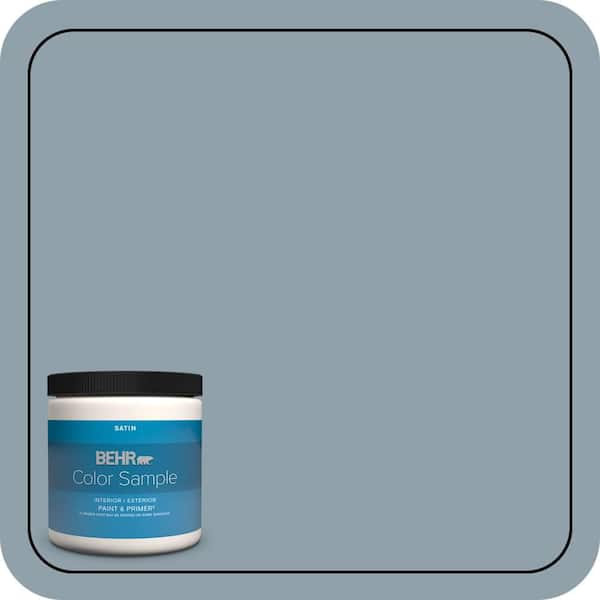 BEHR PREMIUM PLUS 8 oz. #N480-4A Dusty Denim Satin Enamel Interior/Exterior Paint and Primer Color Sample