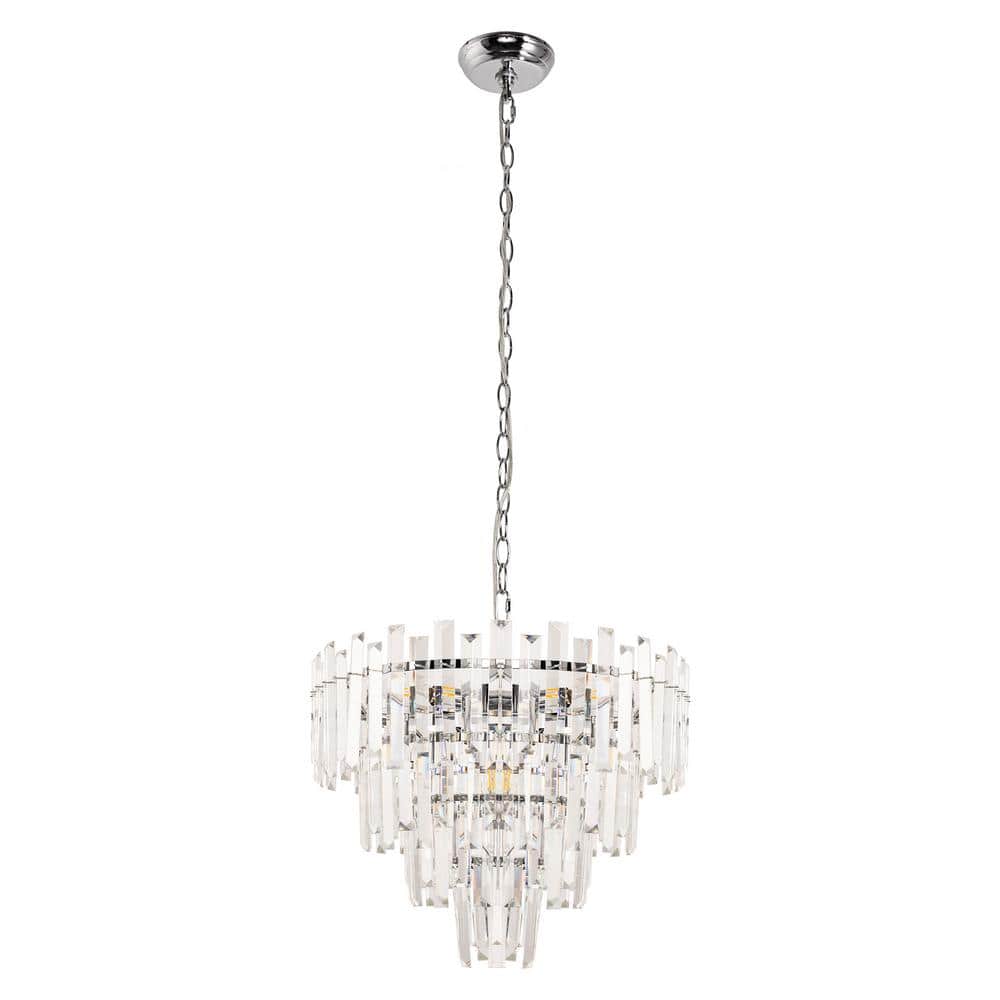 YANSUN Gold 6-Light Crystal Chandelier, 4-Tier Elegant Modern