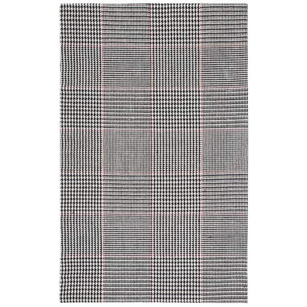 SAFAVIEH Marbella Black/Ivory 8 ft. x 10 ft. Glen Plaid Area Rug