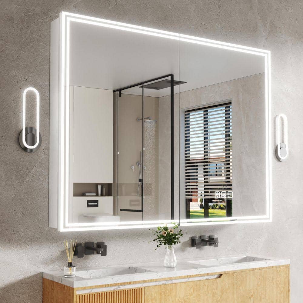 48 in. W x 36 in. H Rectangular Aluminum 3 Color Flowing LED Light Surface/Recessed Medicine Cabinet with Mirror price history on PriceWatchPro