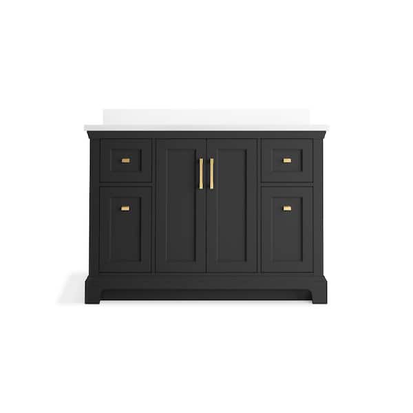 KOHLER Charlemont 49.02in. Single Sink Freestanding Ferrous Grey Bath Vanity with White Quartz Top Assembled