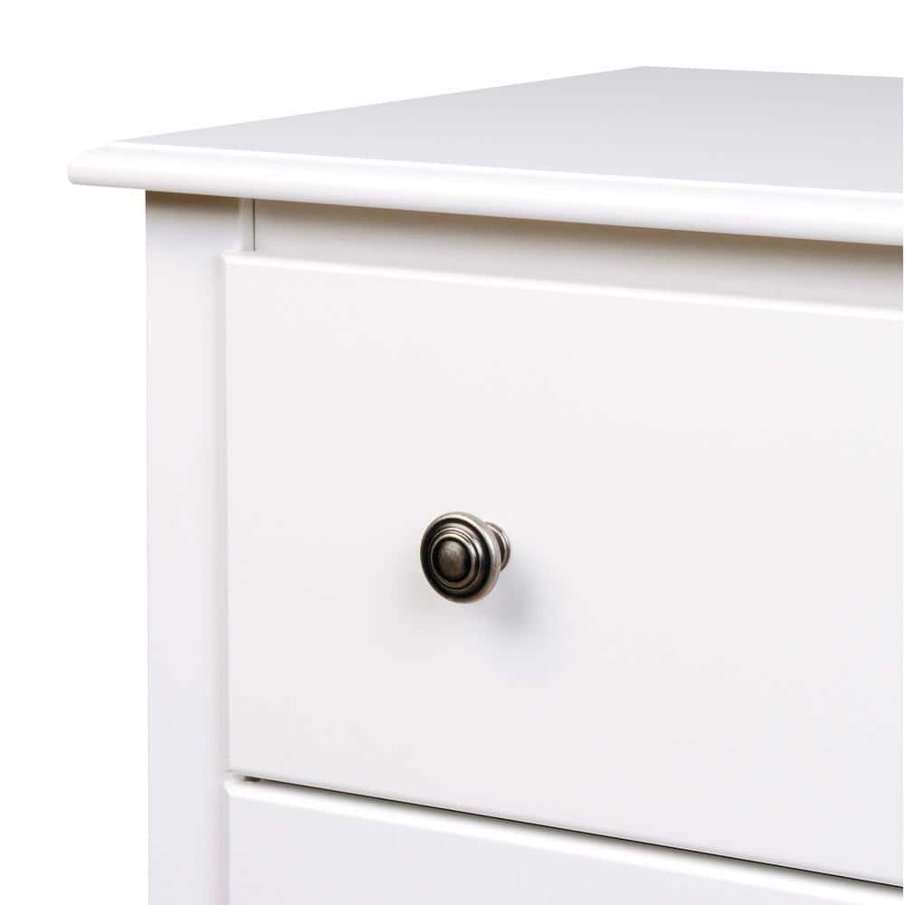 Elegant Fremont White Nightstand with Curved Edges and 2 Drawers