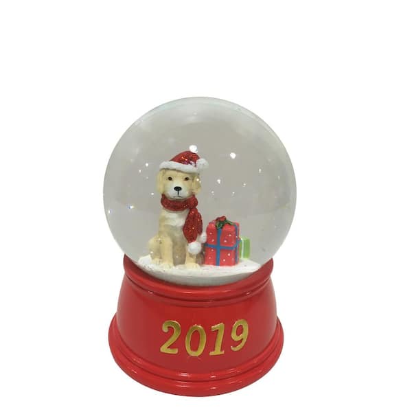 Home Accents Holiday 5 in. Christmas Dog Snowglobe with LED Lights