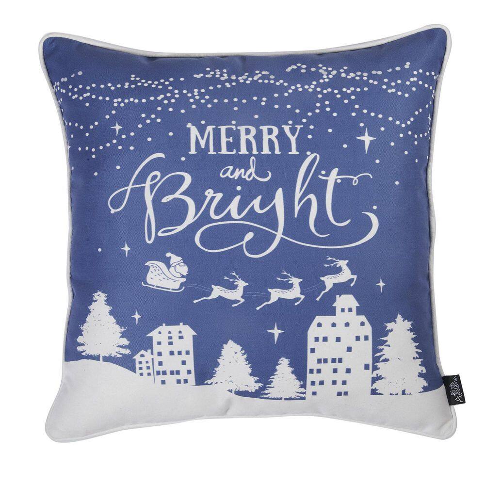 Blue and White Christmas Polyester Pillow Covers Set of 4