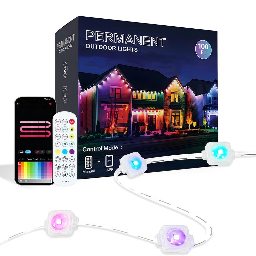 60 Light 100 ft. Outdoor Plug-in Smart RGB Integrated LED Fairy String Light with App and Remote Control, Music Sync