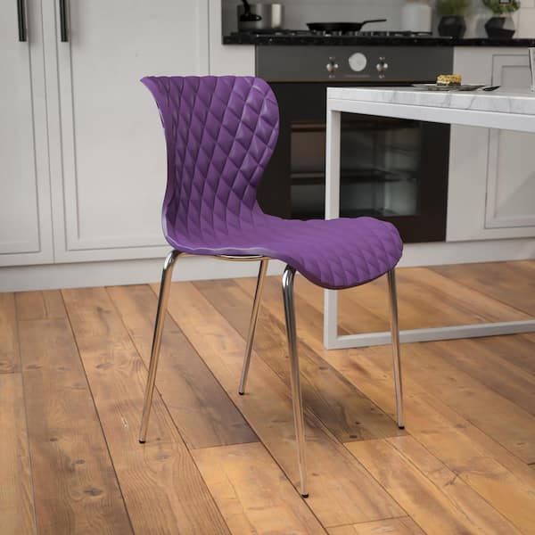Plastic Stackable Chairs in Purple (Set of 4)