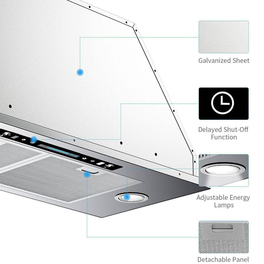 36-Inch Stainless Steel Insert Range Hood with LED Lighting