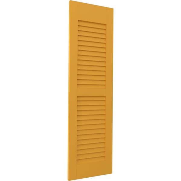 Ekena Millwork 18 in. W x 35 in. H Americraft 2-Equal Louver Exterior Real Wood Shutters Pair in Turmeric