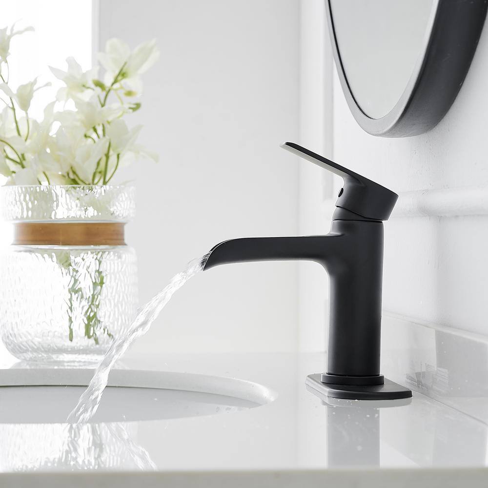 Matte Black Waterfall Single Handle Bathroom Faucet