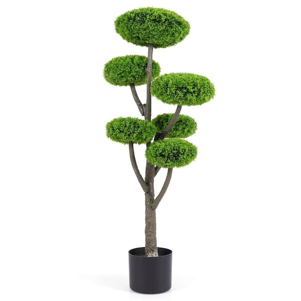 Costway 3.6 ft. Artificial Cypress Topiary Ball Tree with 6-Balls Fake Shrub Plant Cedar Tree
