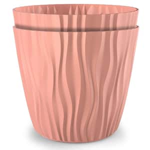 6 in. Dia Plant and Flower Pot, European Made, Stylish Indoor and Outdoor Decorative Planter, 2/1 Set, Peach Pink