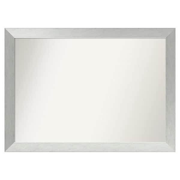Amanti Art Brushed Sterling Silver 40 in. x 29 in. Custom Non-Beveled Wood Framed Bathroom Vanity Wall Mirror