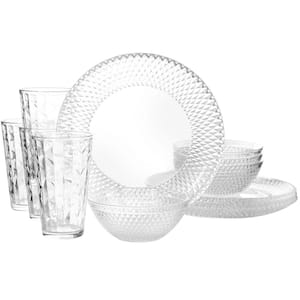 French Home Recycled Clear Glass 12 in. x 6 in. Birch Salad Bowl and Olive  Wood Server Hands GRP315 - The Home Depot