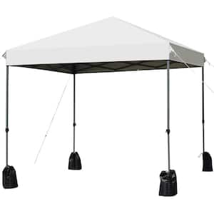 8 ft. x 8 ft. White Pop-Up Canopy Tent Shelter with Sand Bag