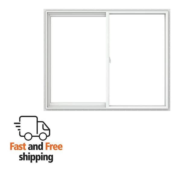 V-2500 60 in. x 48 in. White Vinyl Nailfin Sliding Window with Low E, Argon, Screen, and No Grids