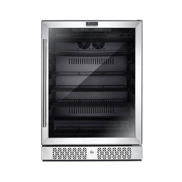 24 in. 5.2 cu. ft. Single Zone 140 of (12 oz.) Can Built-In/Freestanding Beverage Cooler in Stainless Steel