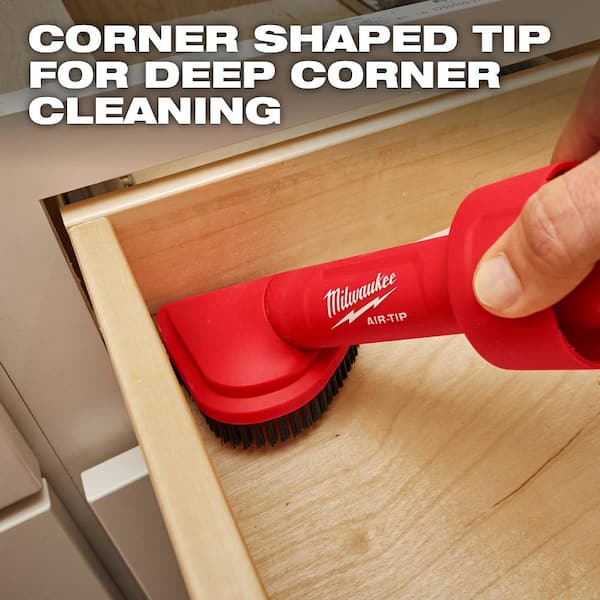 Milwaukee - AIR-TIP 1-1/4 in. - 2-1/2 in. Rotating Corner Brush Tool Wet/Dry Shop Vacuum Attachment (1-Piece)