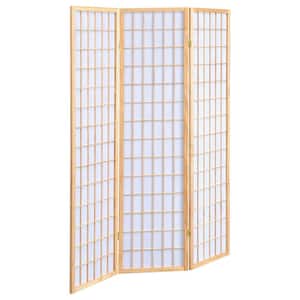 Carrie Natural and White 3-Panel Folding Screen