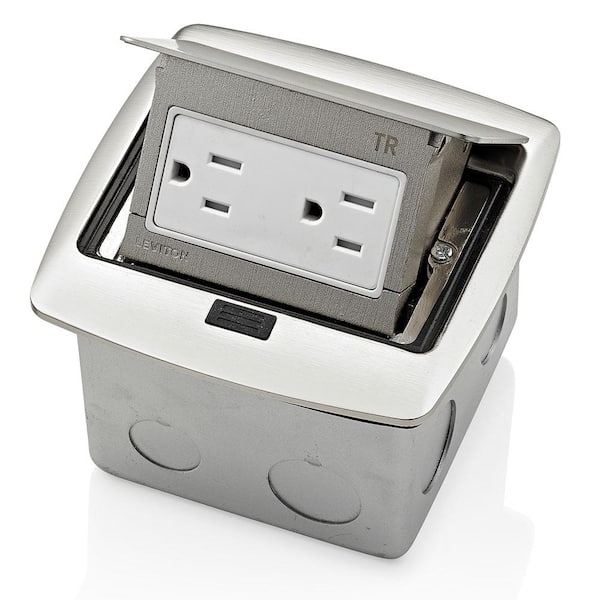 Pop-Up Floor Box with 15 Amp, Tamper-Resistant Outlet, Brushed Nickel PFTR1-BN
