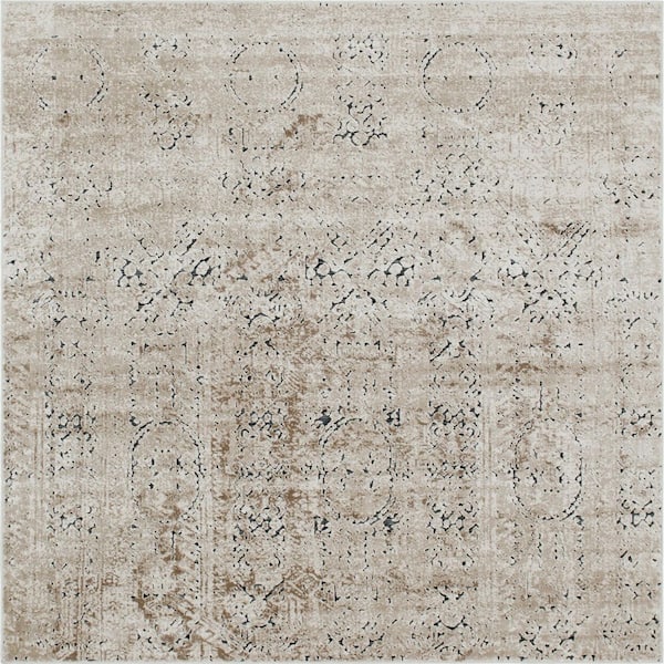 Unique Loom Chateau Quincy Beige 7' 0 x 7' 0 Square Rug