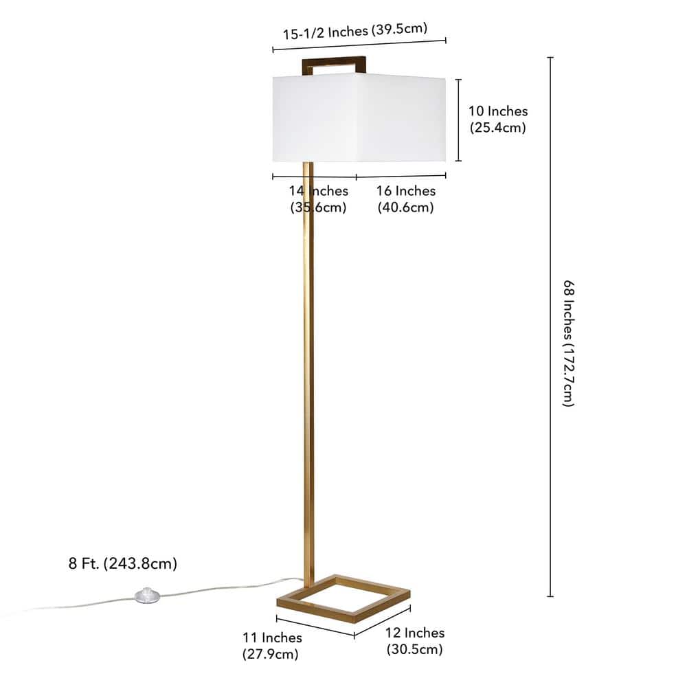 Arc Brass Finish 68'' Floor Lamp with Chiffon White Linen Shade