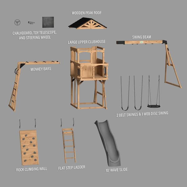 Backyard Discovery Dover Bay Spruce Wood Outdoor Swing Set Playset
