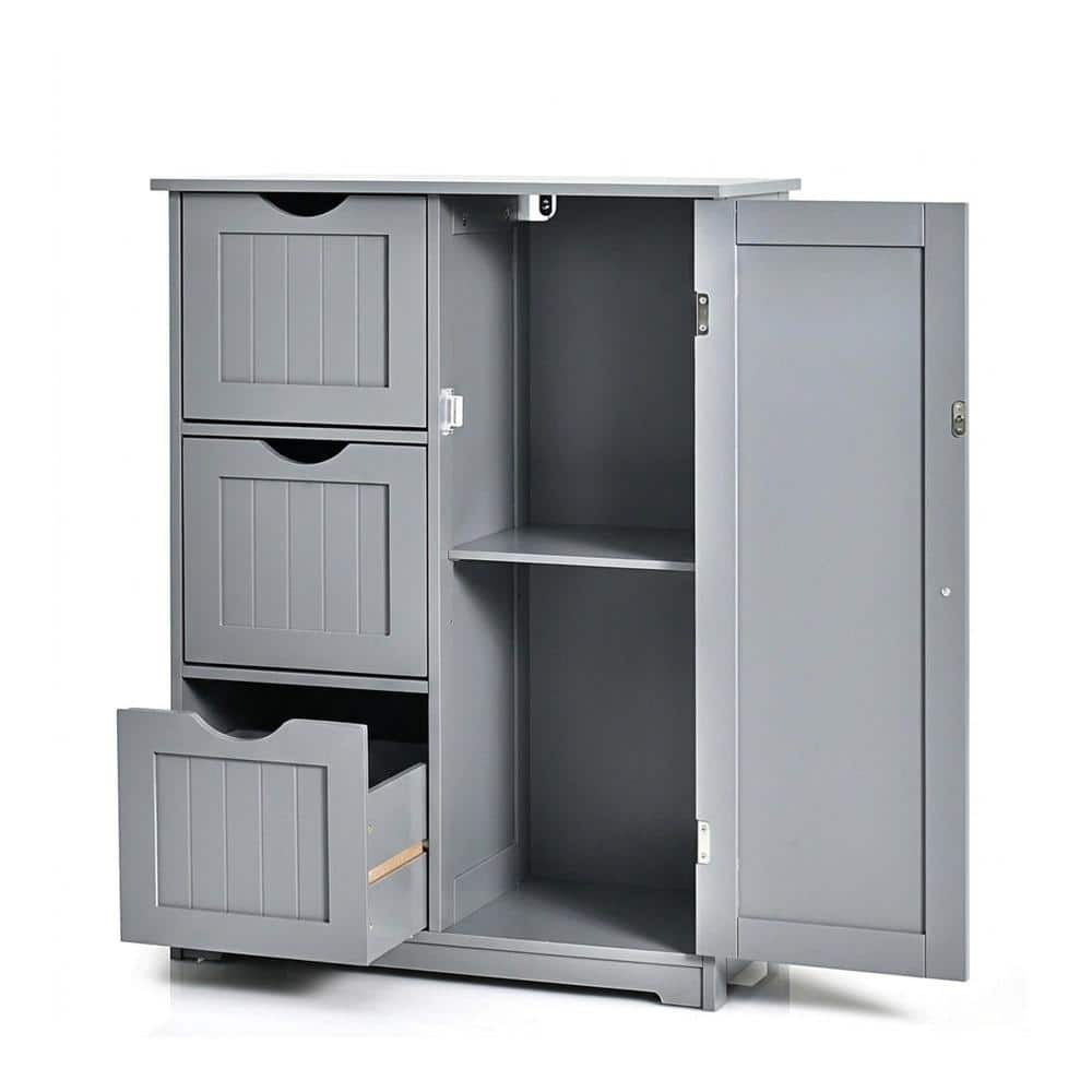 Living Room Media Side Cabinet, 3 Drawers + 1 Cupboard, 24 in. L x 12 in. W x 32 in. H, Remote + Console Storage