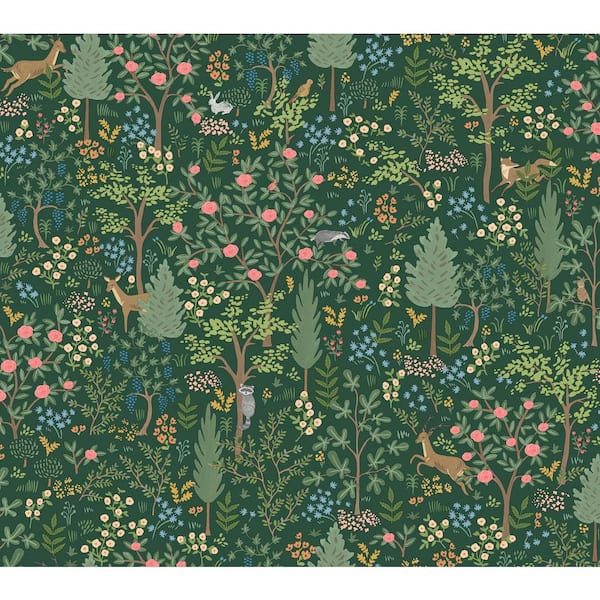 RIFLE PAPER CO. Woodland Emerald Peel and Stick Wallpaper
