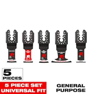 Universal Fit Wood and Metal Bi-Metal & Carbide Oscillating Blade Set (5-Piece)