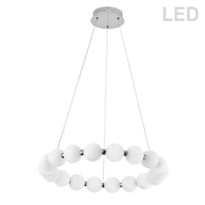 Shelby 1-Light Dimmable Integrated LED Polished Chrome Wagon Wheel Shape Chandelier for Dining