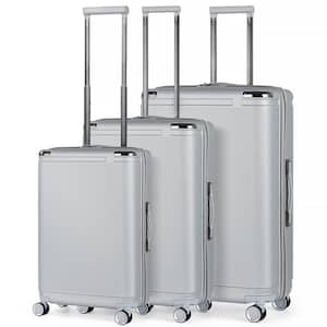 Marathon Lakeside Nested Hardside Luggage Set in Shiny Silver, 3 Piece - TSA Compliant