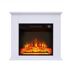 25 in. 1400-Watt Electric Fireplace Mantel Heater, Freestanding Space Stove with Remote Control & Realistic Flames