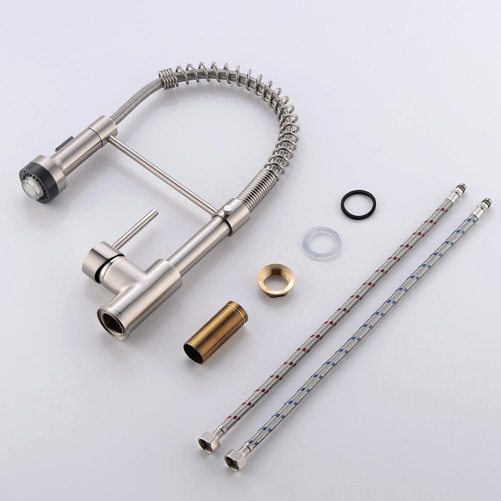 Brushed Nickel Pull-Down Kitchen Faucet with LED Light