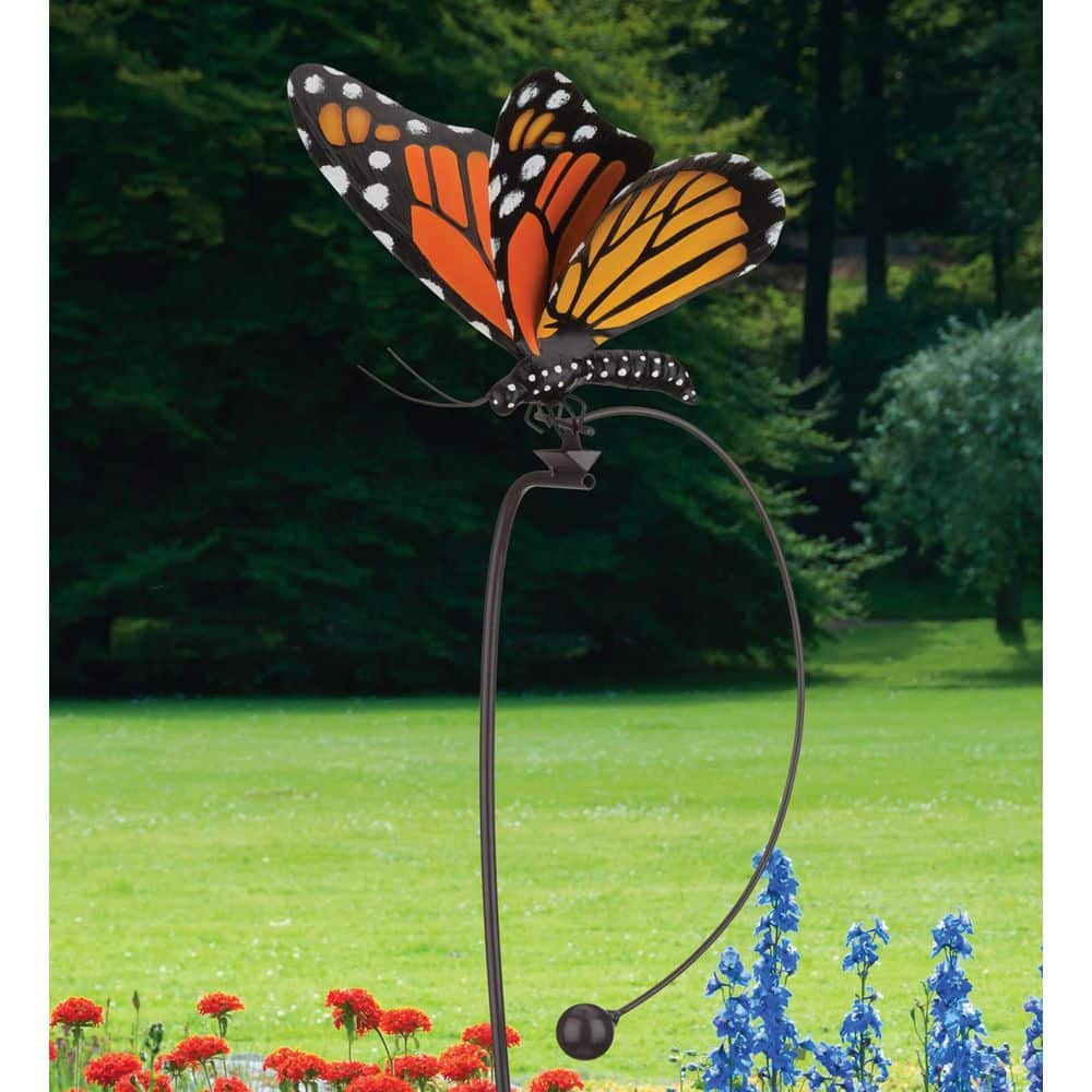 Monarch Butterfly Metal Rocker Garden Stake