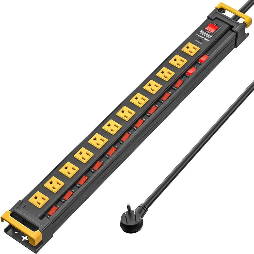 6 ft. Metal Heavy Duty Surge Protector Power Strip with 12-Outlets and 12-Individual Switches, Mountable, ETL Listed price history on PriceWatchPro