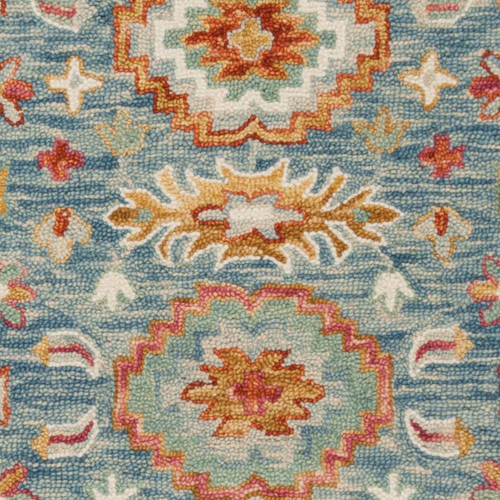 Blue Floral Handmade Tufted Wool 4' x 6' Area Rug