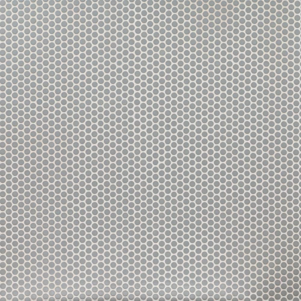 Take Home Tile Sample-Gray Glossy Penny Round 4 in. x 4 in. x 6mm Porcelain Mesh Mounted Mosaic Tile price history on PriceWatchPro