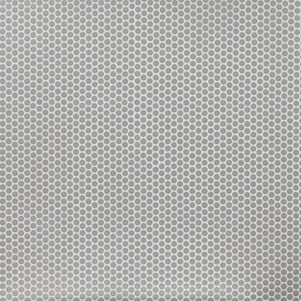 MSI Take Home Tile Sample-Gray Glossy Penny Round 4 in. x 4 in. x 6mm Porcelain Mesh Mounted Mosaic Tile