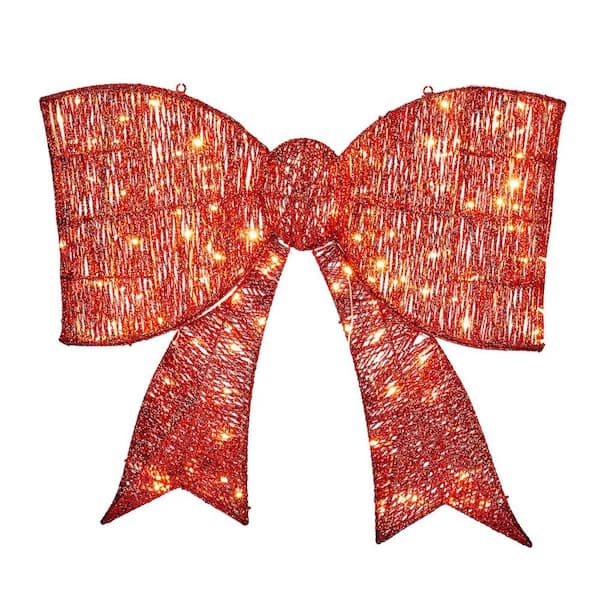 25 in. Red Pre-lit Outdoor Giant Bowknot Christmas Decoration