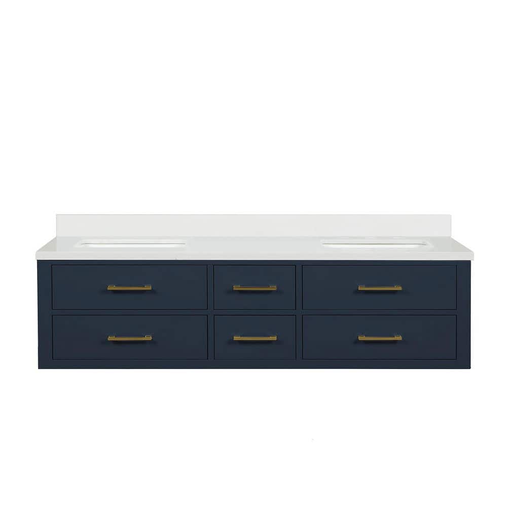 Sherman 72 in W x 22 in D Blue Double Bath Vanity with White Quartz Top price history on PriceWatchPro