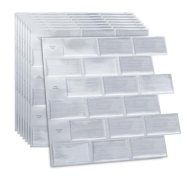 null Sliver 12 in. x 12 in. x 0.04 in. Vinyl Peel and Stick Backsplash Tile for Kitchen (Cover 10 sq. ft.)