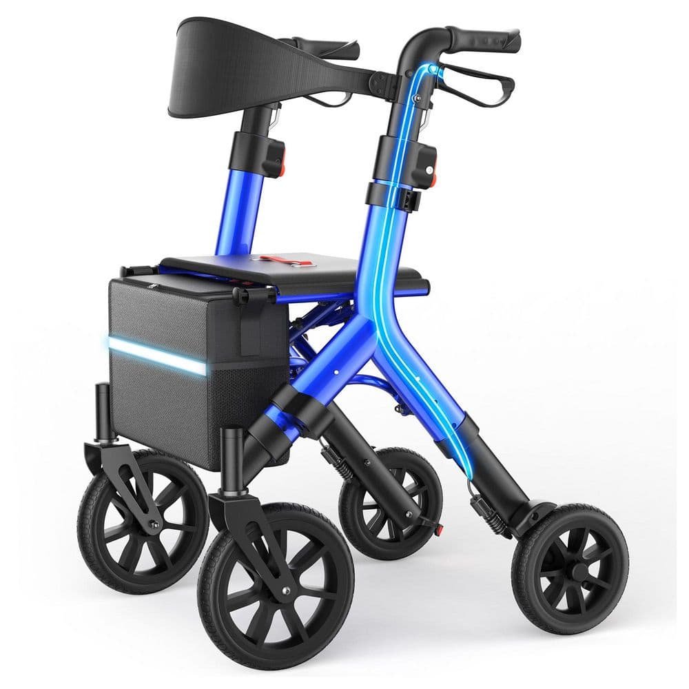 Height Adjustable Rollator Walker for Seniors with 10 Inch Wheels, Built-in Cable, 300 lb Capacity, Blue price history on PriceWatchPro
