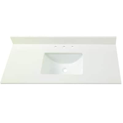 Winter White With Trough Sink, 61 White Single Sink Vanity Top