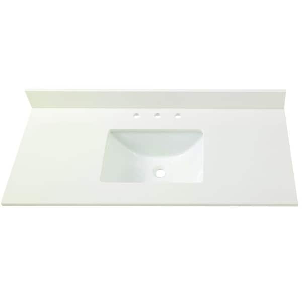 Home Decorators Collection 49 in. W Engineered Marble Single Sink Vanity Top in Winter White