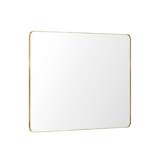 48 in. W x 40 in. H Premium Aluminum Framed Rectangular Bathroom Vanity Wall Mirror in Gold